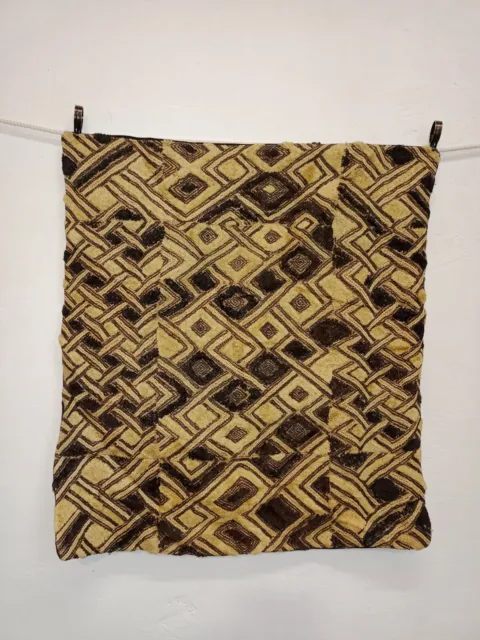 Vintage Gorgeous Hand Woven African Raffia Congo Cloth Textile Wall Hanging
