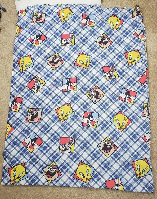 De colección 1995 Warner Bros Looney Tune TAZ TWEETY BUGS hoja plana doble The Bibb Co