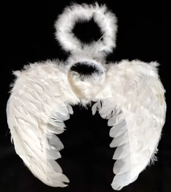 White Angel Fairy Wings And Halo Xmas Angel Fancy Dress Nativity Play Christmas