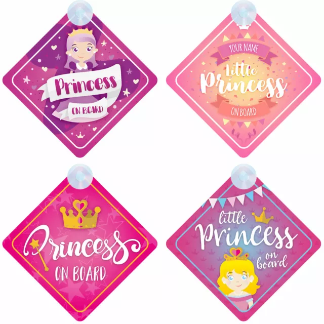 Princess on Board Personalised Girl Baby/Child Car Sign - Loads of designs!