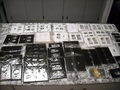Lot of 58 Leviton Gang Toggle Switch Plate Outlet Cover Plastic Wallplates NOS
