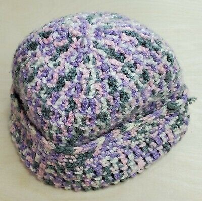 Knitted Winter Hat Youth Children Warm Head Cover Purple Pink 9” Opening 5