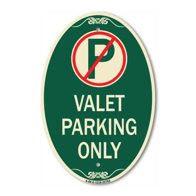 SignMission Designer Series Sign - Valet Parking Only 12" x 18" Aluminum Sign