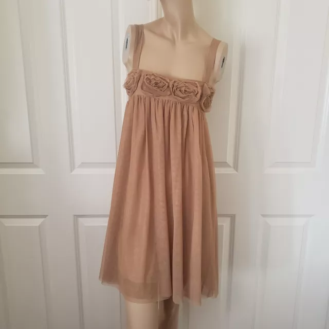 Piko 1988 Gold Shimmer Shine Babydoll Camisole Tulle Dress SZ S 2