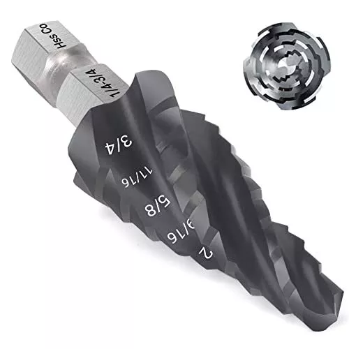 M35 Four Spiral Flute Cobalt Step Drill Bit 1/4&quote - 3/4&quote ...