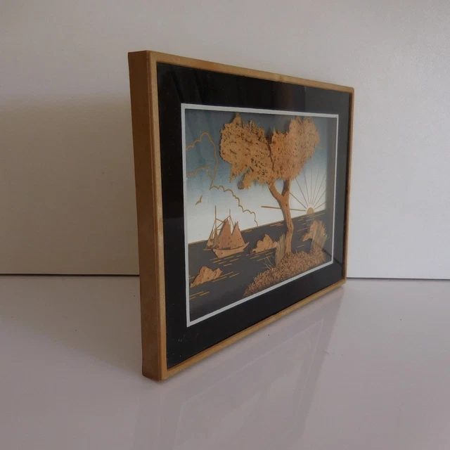 Vintage Art Deco Design XX PN France Handmade Sea Landscape Frame Board N2831 5