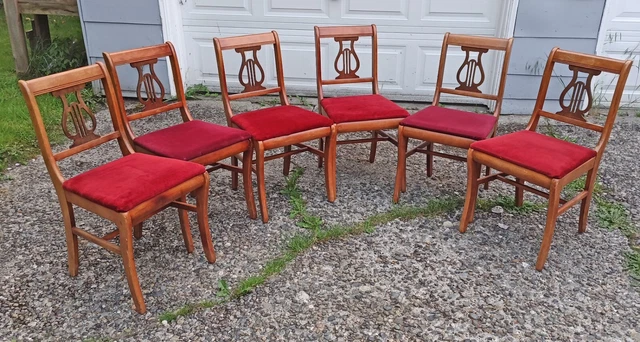 6 Vintage  Dining Chairs  Bassett Furniture  Lyre Back  from 1940's