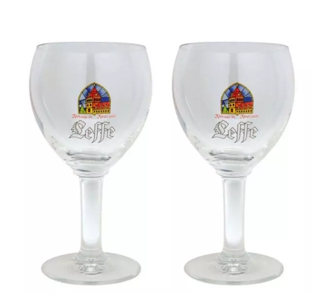 LEFFE 2 x BELGIAN CHALICE BEER GLASSES 400/250ml BNWOB MAN CAVE