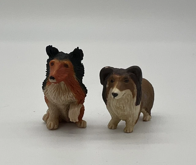 2 1993 1997 Vintage Puppy In My Pocket Figures Sheltie or Collie