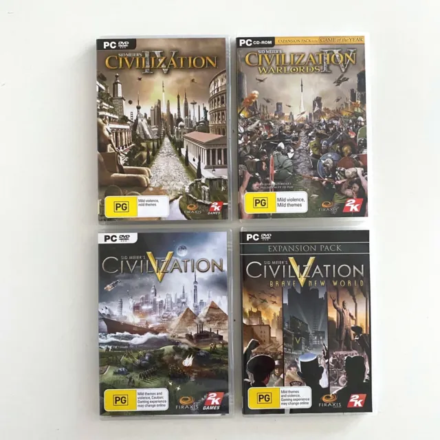 Lot of 4 Civilization PC Games Expansion Packs - Untested