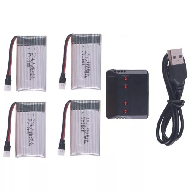 4x 650mAh 3.7V Lipo Battery w/Charger For Syma X5C X5SC X5SW RC Drone Quadcopter