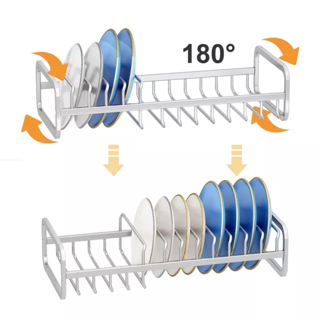 Small Dish Drying Rack Aluminum Dish Rack with Utensil Holder Anti-rust Dish ... 2