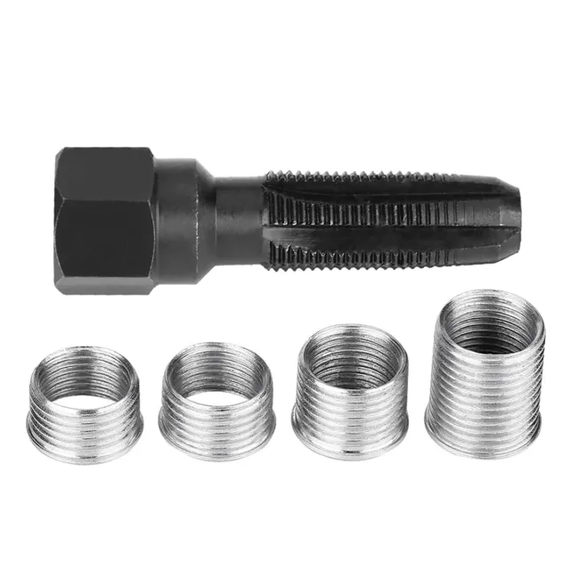 14mm Spark Plug Rethread Thread Repair Kit Helicoil Reamer Tap Tool w/ 4 Inserts