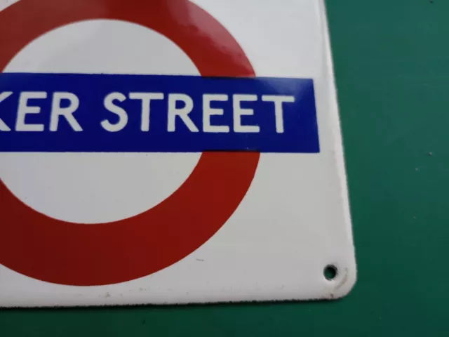 Tube Sign SMALL Baker St Enamel London Railway Underground Sherlock Holmes Core 3