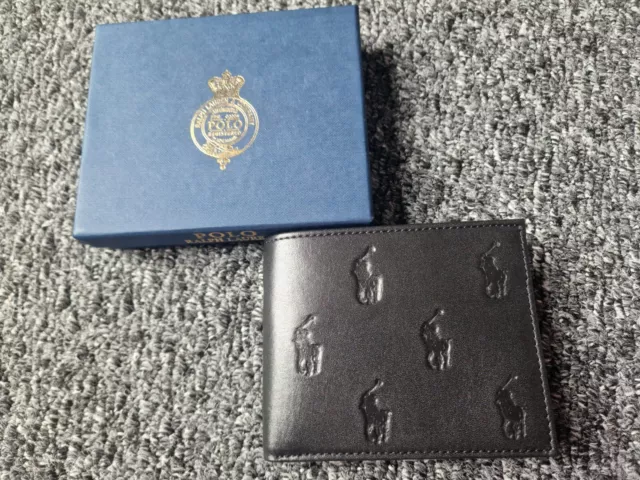 Polo Ralph Lauren 4 Men Leather Black Wallet - Multi Pony Gift Set (DAMAGED BOX)