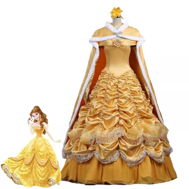 Costume Belle cosplay abito Bella La Bestia professionale adulti giallo da donna