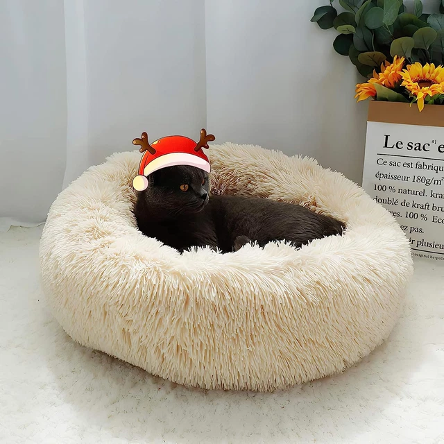 Small Dog Bed Large Cat Bed - Calming Donut Kitty Bed, round Pet Beds for Small