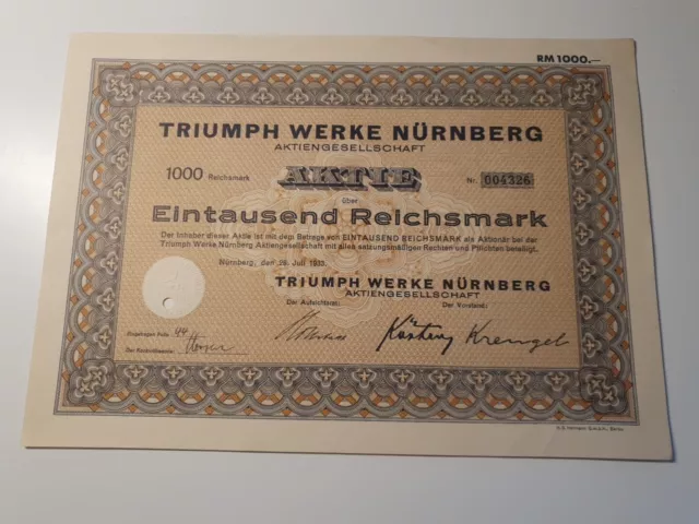 Original: Triumph Werke Nürnberg Aktiengesellschaft 1933