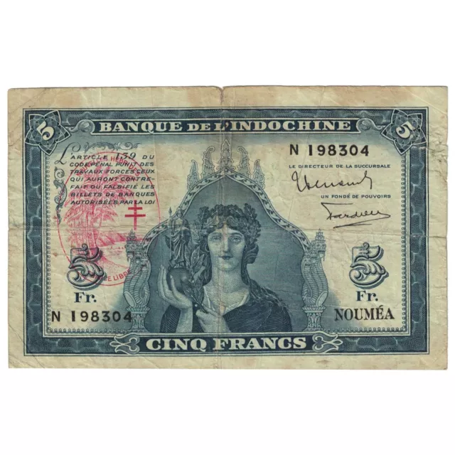 [#635098] Banknote, New Hebrides, 5 Francs, undated (1945), Undated (1945), KM:5