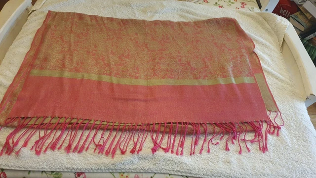 Pashmina Rosa e Verde, Sciarpa Grande Scialle