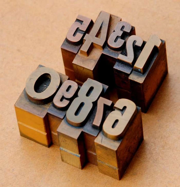 0-9 números mezcla carteles letterpress letras dígitos sello número dígito...