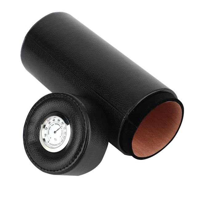 Mini Portable Pu Cuir Cèdre Bois Doublée Humidificateur Cigare Réservoir ()