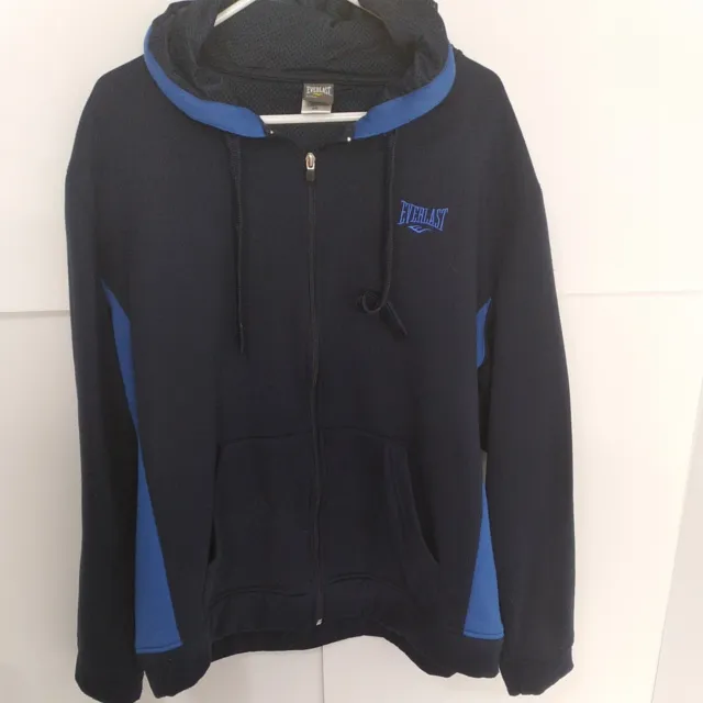 Everlast Boxing Training Sweater Sweatshirt L Hoodie Full Zip Mens Blue 649