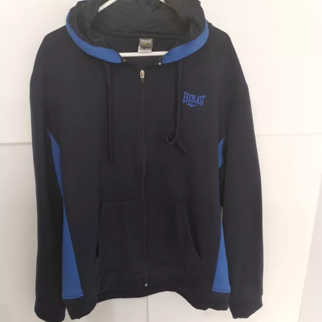 Everlast Boxing Training Sweater Sweatshirt L Hoodie Full Zip Mens Blue