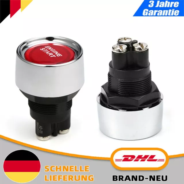 12V/24V 50A Auto Motor Startknopf Druckschalter Drucktaster Zündung Starter Rot~