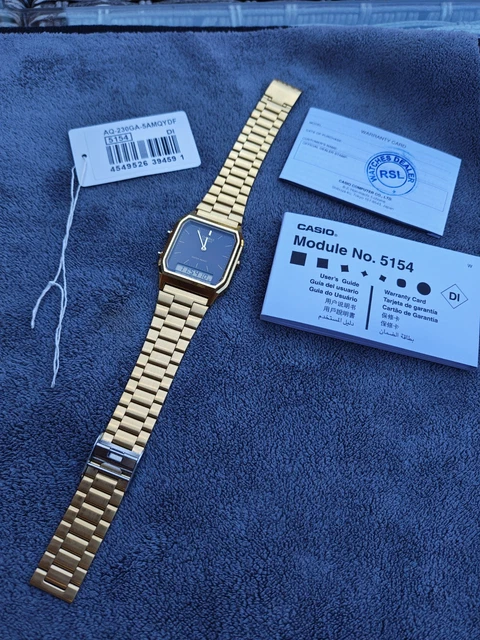 slim fit dress slacks Casio Vintage Unisex Watch AQ-230GA-9D Gold Plated Stainless Steel Sel   indaystoreonline
