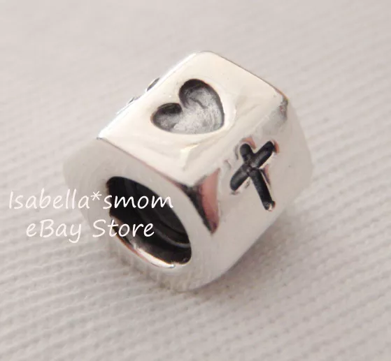 Authentic PANDORA Silver FAITH~HOPE~LOVE Heart/Anchor/Cross Charm 790119 NEW