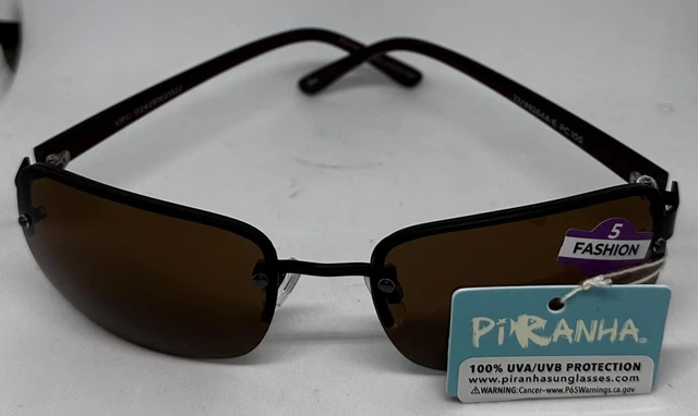 Piranha Fashion 5 Sunglasses Dark Brown Tinted Lens Brown Colored Frames NEW