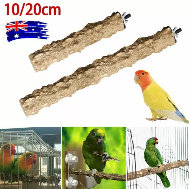 Bird Parrot Wooden Stand Holder Paw Grinding Perches Chew Pet Toys Hanging Cage