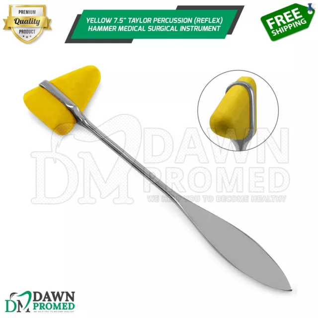 Yellow 7.5" Taylor Percussion (Reflex) Hammer Medical Surgical Instrument