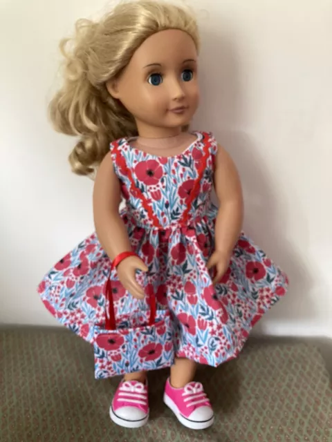 Dolls Clothes Handmade For 18” Doll Gotz. Generation G   Poppy Dress ,bag