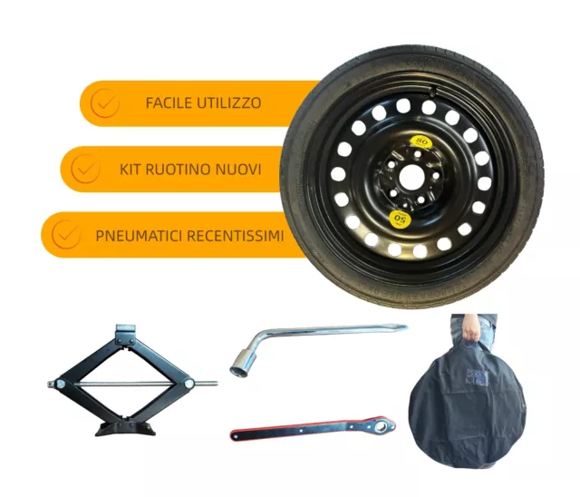 Ruotino di Scorta 17" per Toyota Yaris Cross con Cric Chiave e Sacca