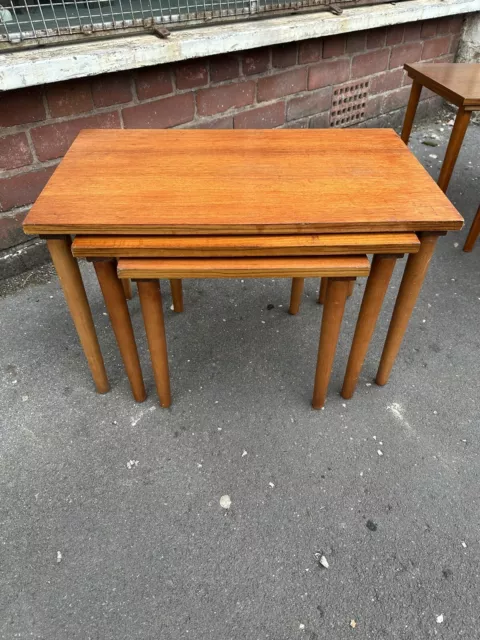 Vintage Retro Nest Of Tables , Teak Veneer , 3 Tables , FREE POSTAGE