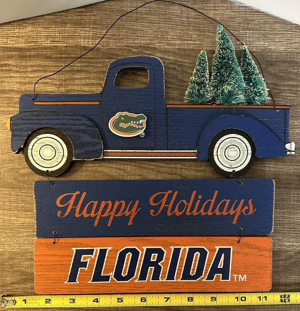 NCAA Happy Holidays Home Decor Florida Gators Old Wooden Truck Christmas Sign NCAA Happy Holidays Home Decor Florida Gators Old Wooden Truck Christmas Sign