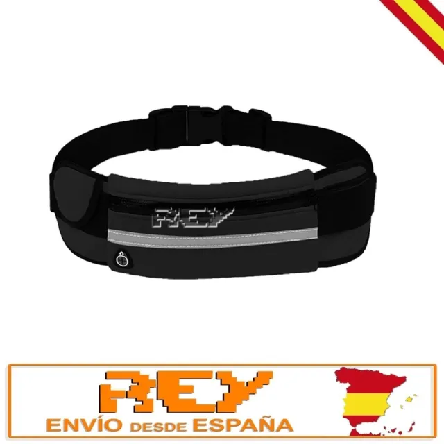 Riñonera Deportiva Elastica Impermeable Cinturón Bolsa Running Sport Negro d105