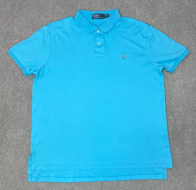 Ralph Lauren Polo Shirt Mens Extra Large XL Blue Stretch Pony Logo Golf Preppy