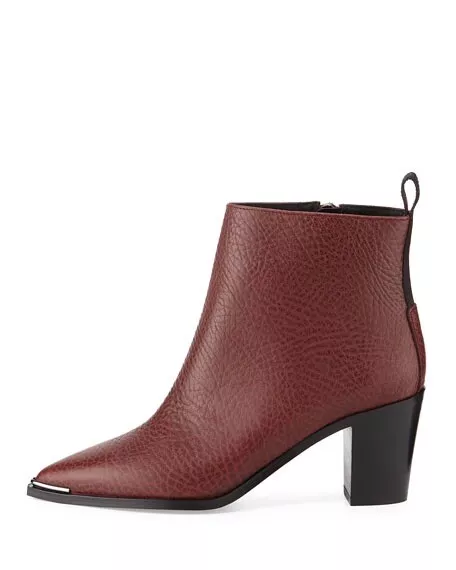 Acne Studios Loma Grained Leather Point-Toe Ankle Boot Burgundy sz 38 2