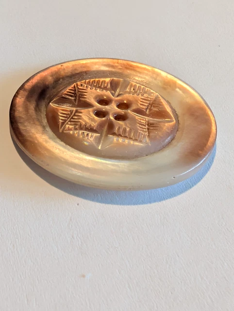 ANTIQUE, 19TH CENTURY Carved Shell Button. 4-holes. Medium. £2.23 ...