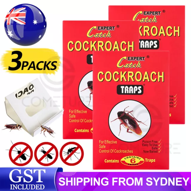 18pcs /3 pack Cockroach Bait Sticky Trap Cockroaches Insect Bug Pest