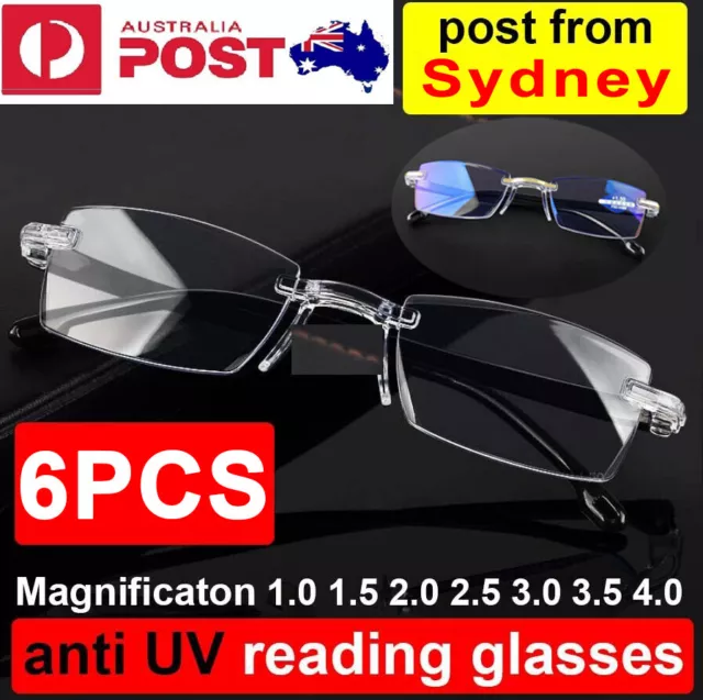 6 Pairs Mens Ladies Wayfarer Frame Magnifying Reading Glasses Anti UV Blue Light