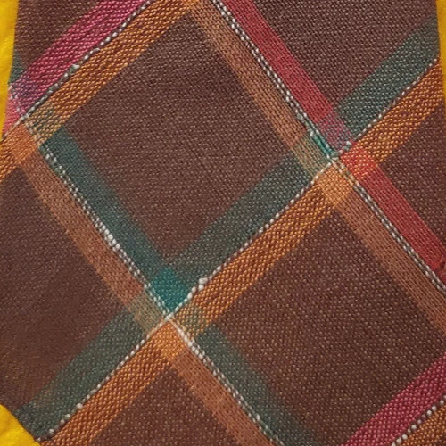 1930s 1940s ANTIQUE VINTAGE ~ MENS TIE ~ BROWN FUSCHIA GREEN TAN ~ CHECK ~ 46"