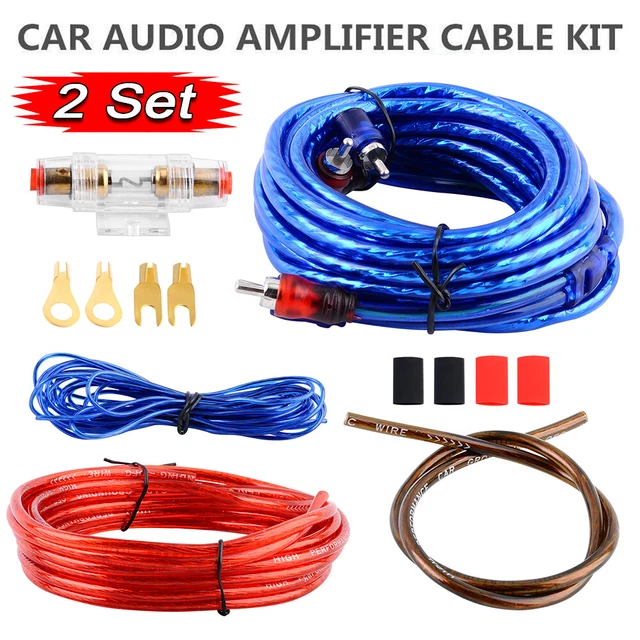2x 8GA Car-Hifi Set Cavi Amplificatore AMP Veicolo Auto Audio Collegamento Amplificatore Cavo