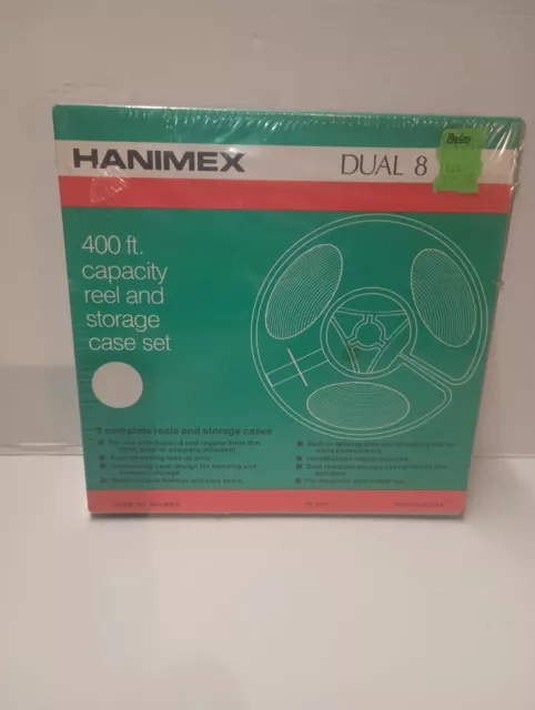 Hanimex Dual 8 400 ft Capacity Reel and Storage Case Set NEW