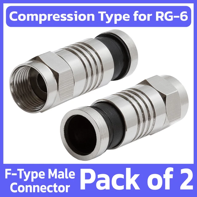 2 Pack F-Type Compression Connector for RG6 Coaxial Cable Coax Wire Waterproof