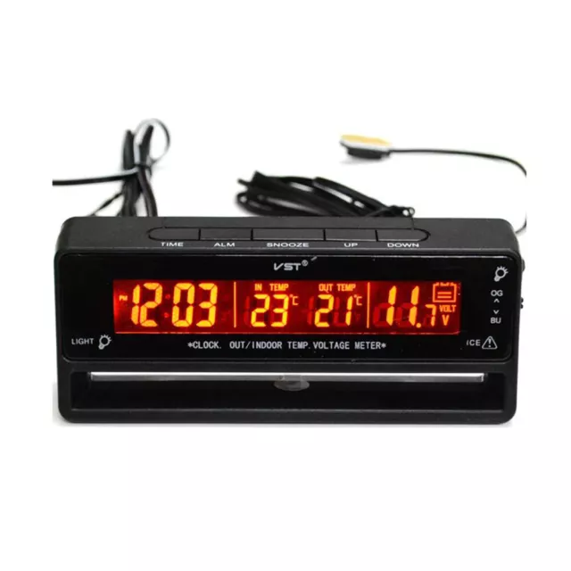 Digital LCD Auto Uhr Alarm Thermometer Temperatur Spannung Anzeige