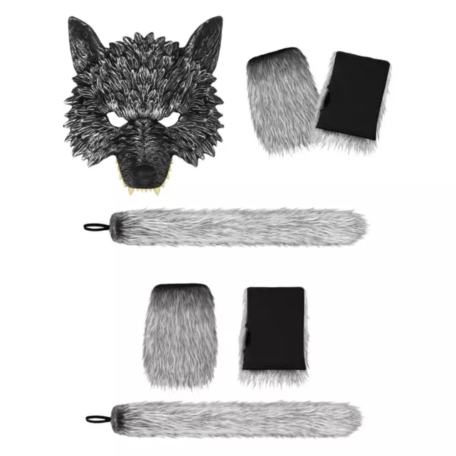 Wolf Tail and Gloves Set Cosplay Animal Tail Gloves for Stage Performance